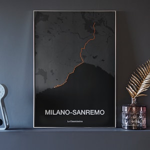 Milano-Sanremo - Radsport Karte Kunstdruck - Radsport Geschenk - minimalistisches Design