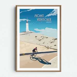 Mont Ventoux cycling travel poster - Gift for Cyclist - Cycling Print