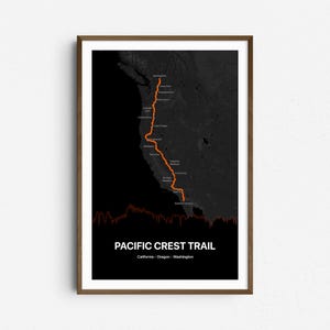 Pacific Crest Trail Map | PCT poster | Pacific Crest Trail hiking map | Gift for Outdoors