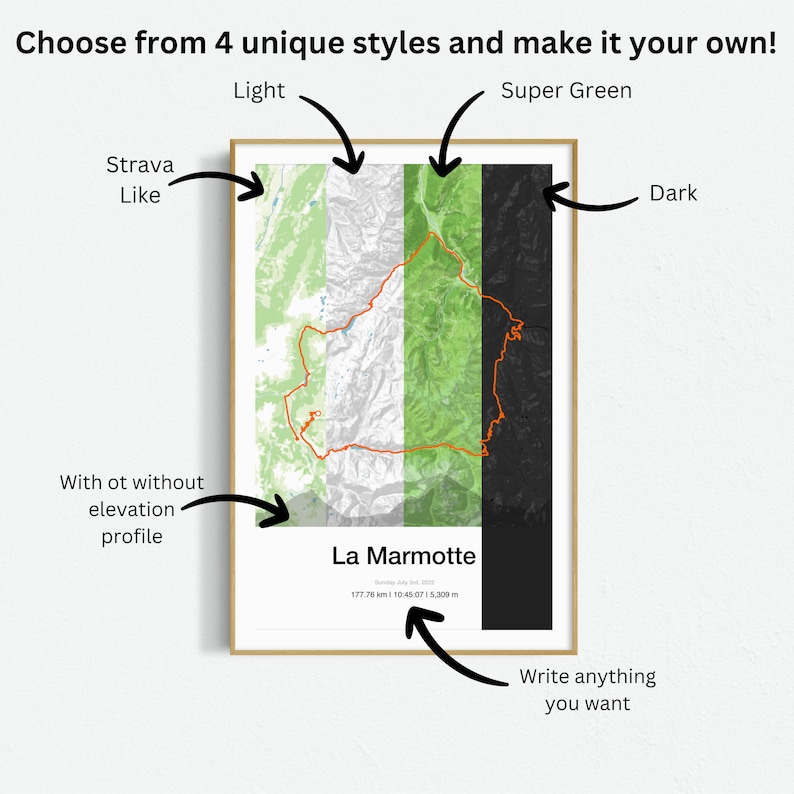 GPX or Strava personalized cycling poster - cycling gift image 2