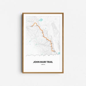 John Muir Trail Map | JMT poster | John Muir Trail hiking map | Gift for Outdoors