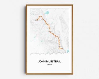 Mapa del sendero John Muir / Póster de JMT / Mapa de senderismo del sendero John Muir / Regalo para actividades al aire libre