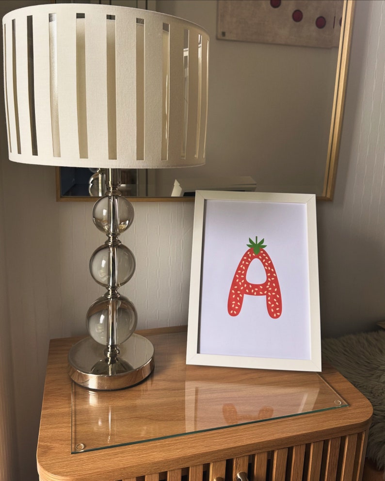 Strawberry Letter Inital Prints / Nursery Decor, Baby, Bedroom, Lounge ...