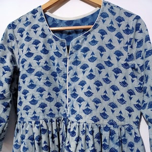 indigo Kleid,Baumwollkleid, Block Print Kleid, Handgemachtes Kleid, Sketer Kreis Kleid,Flapper Kleid, Blusen Kleid, Langes Kleid, Indisches Baumwollkleid