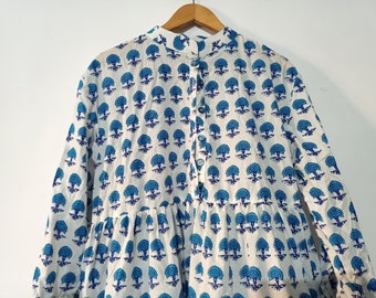 Floral Block Print Cotton Dress: Handmade Indian Circle Dress