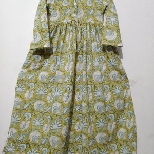 Kleid mit Blockprint,Frauenkleid,Maxikleid,indisches Baumwollkleid,Sommerkleid,Skater und Kreise Kleid, langes Kleid,Boho Kleid