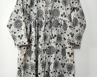Handmade Indian Cotton Dress: Block Print Skater Circle Style
