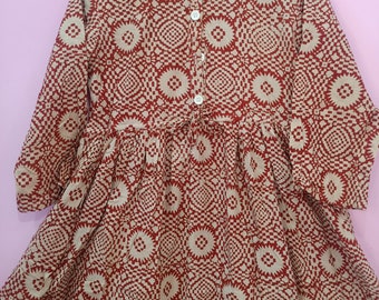 Indisches Baumwollkleid,handgefertigtes Kleid,Sketer Kreis Kleid,Flapper Kleid,Blousen Kleid,Morgenkleid,Kurzes Kleid,Sommer Kleid,Hand Print Kleid