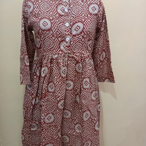 Frauen Kleid, indisches Baumwollkleid Block Baumwollkleid, handgemachtes Kleid, Sketer Kreis Kleid, Flapper Kleid, Blousen Kleid, langes und kurzes Kleid