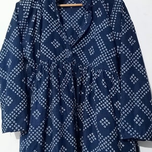 Blue Handblock Print Cotton Dress,Handmade Dress ,Sketer Circle Dress, Flapper Dress, Blousen Dress,Long And  Short Dress