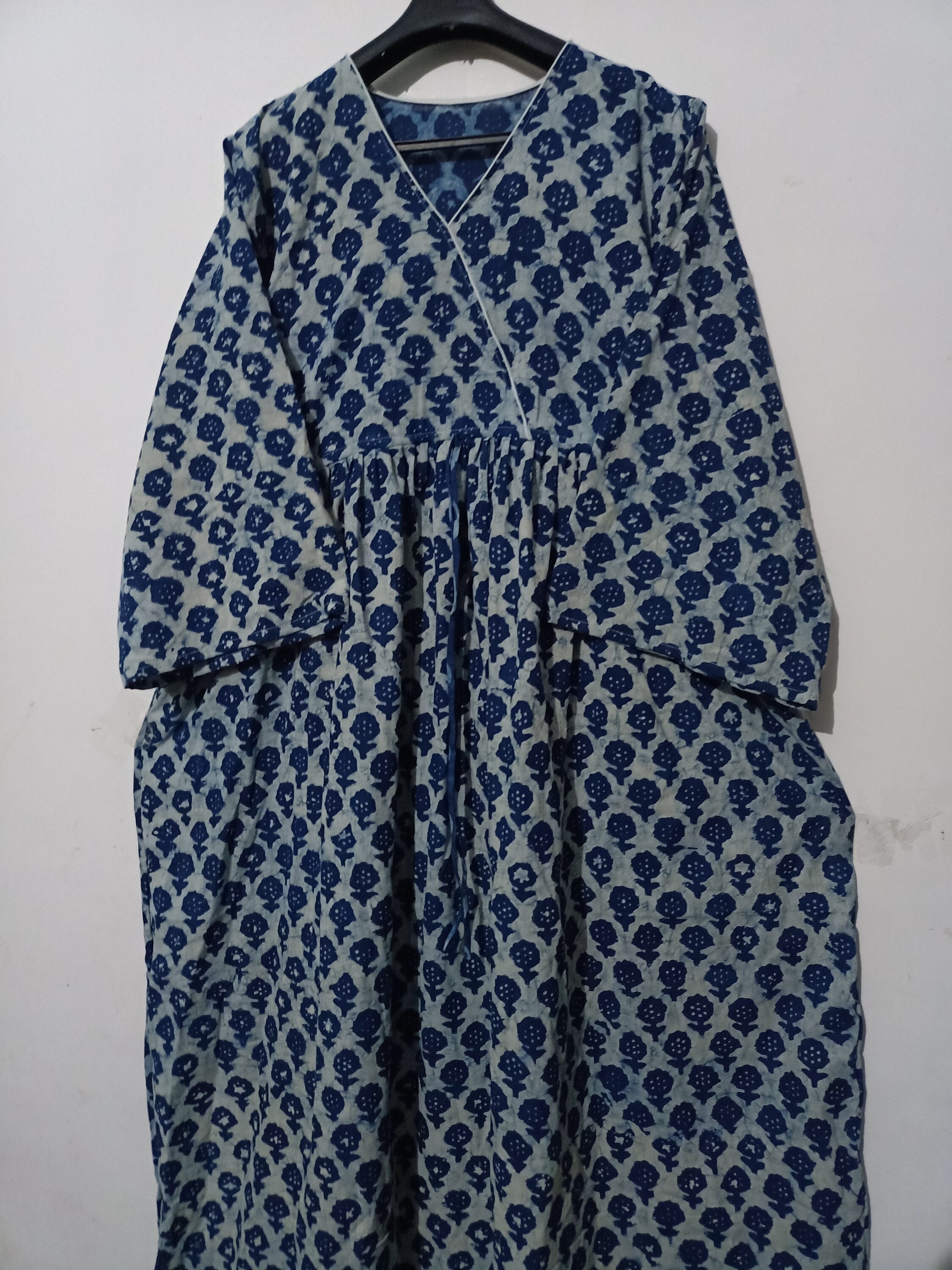 Indigo Block Print Cotton Dresshandmade Dress sketer Circle - Etsy