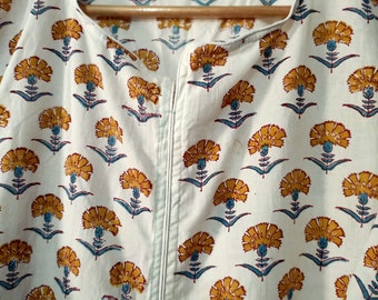 Floral Block Print Cotton Dress: Handmade Indian Circle Dress