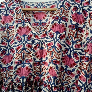Robe indienne,Robe à fleurs,Robe à carreaux,Robe en coton faite main,Robe cercle,Robe à clapet,Robe chemisier,Robe longue,Robe indienne en coton
