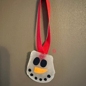 Sea Glass Snowmen Ornaments