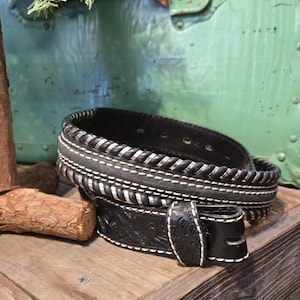 Vintage 90s Tony Lama Black Belt 38 Large Western Leather Vintage Tony Lama Black Leather Belt 38 Large Western | eBay main image 4