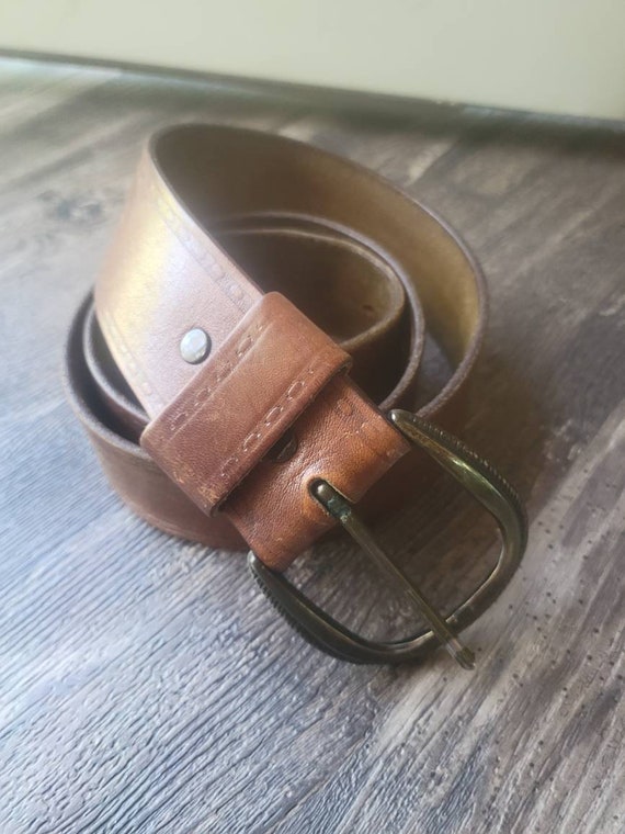 Vintage Brown Leather Belt - image 1