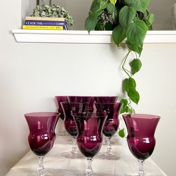 vintage art deco wine glasses 1920s amethyst Cambridge goblets