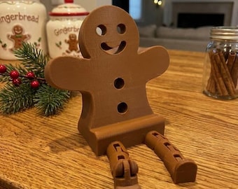 Gingerbread Man Phone Stand Festive Desk Accessory Cute Kitchen Gift