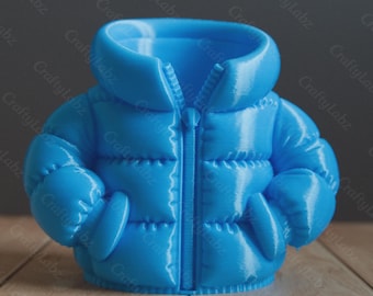 Puffer Jacket Pen Holder Desk Tidy Retro 90s Gift Unique Pen Pot