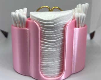 Makeup Caddy Organiser for Bathroom or Bedroom, Cotton Pad and Swab Holder, Vanity Tidy, Handmade Gift for Women