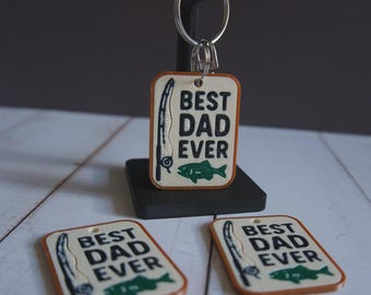 Best Dad Ever Fishing Keychain Gift for Fishing Dad, Fathers Day Keyring, Fisherman Gift, UK Made