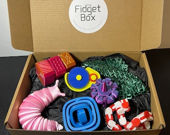 The Fidget Box – Set of 7 Articulated Fidget Toys | Sensory Gift Box | Stress Relief Fidgets for Adults & Kids 8+ | ADHD Toy Bundle