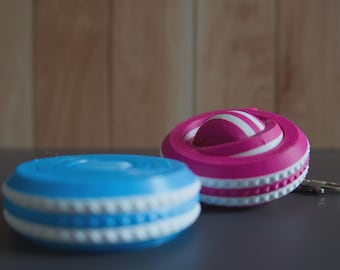 Gyroscopic Fidget Keychain | Striped Sensory Keyring Fidget Toy | Fun Unique Gift