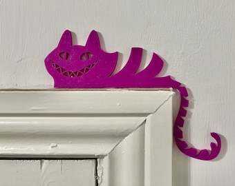 Cheshire Cat Door Frame Sitter Gift for Cat Lovers Funny Home Decor UK Handmade