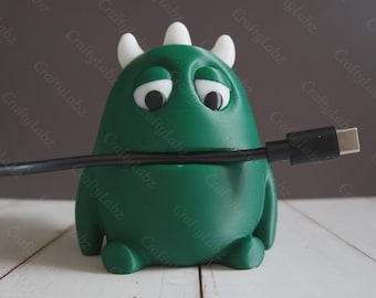 Green Monster Cable Holder Desk Tidy USB SD Card Storage Cute Organiser Gift Teacher Student Gamer