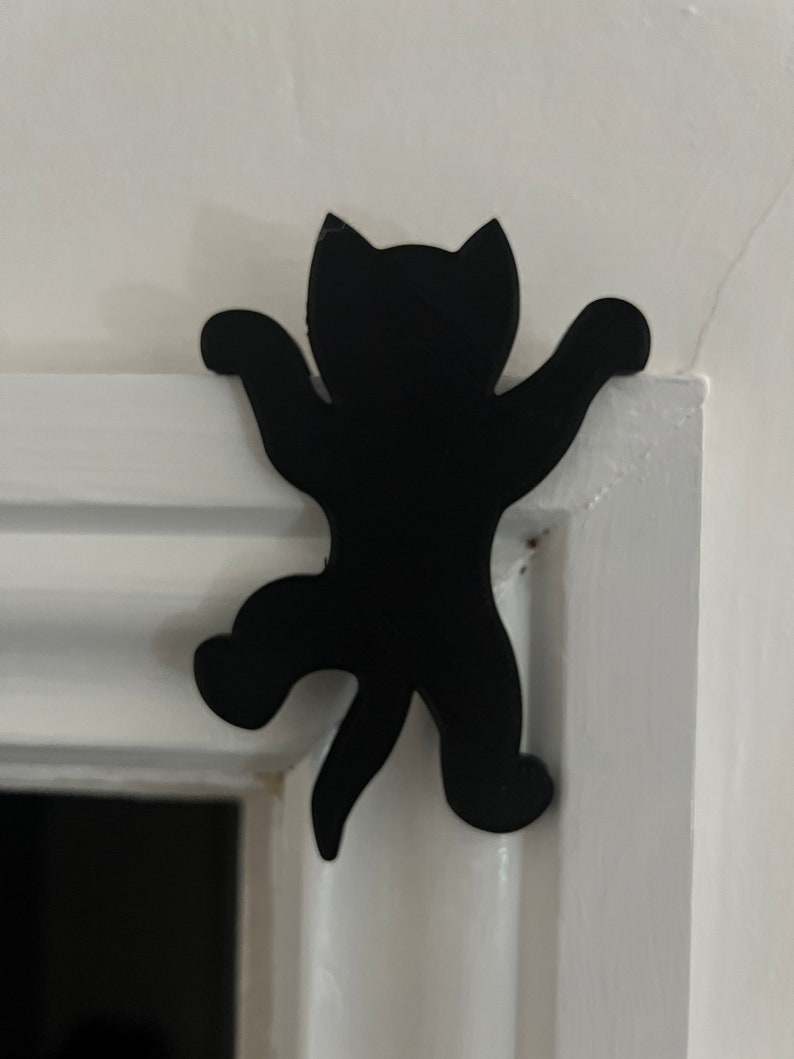 Silhouette Black Cat Door Hanging / Climbing Etsy UK