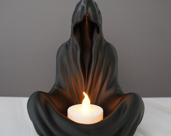 Grim Reaper Tealight Holder Gothic Home Decor Halloween Decoration Spooky Gift Handmade