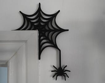 Spider Web Door Frame Sitter Halloween Decor Corner Web Gothic Home Decoration Spooky Gift