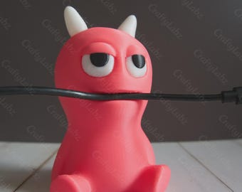Pink Monster Cable Tidy & USB SD Card Holder Cute Desk Organiser Gift