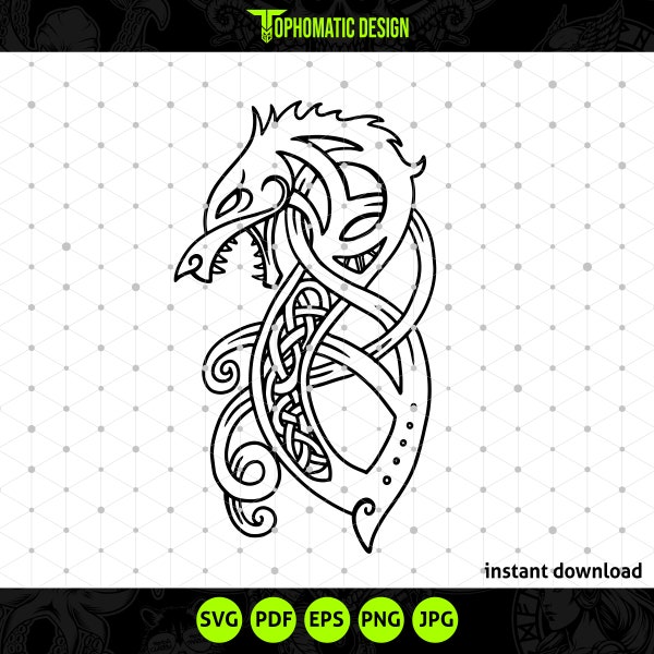 Fenrir Wolf Logo SVG Nordische Wikinger SVG Design Sofort Download