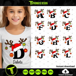 Paquete SVG del alfabeto navideño, letras A-Z svg para Cricut, Silhouette Cameo, sublimación de Navidad, personalizar la idea de regalos de Navidad, apellido