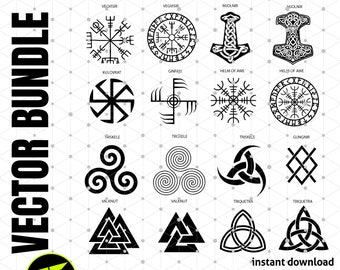 Viking Symbols SVG Bundle - Norse Runes (Digital Download)