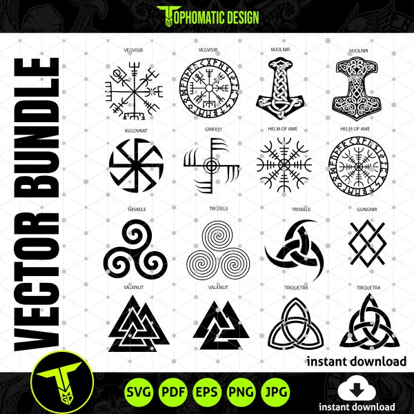 Viking SVG Bundle Set - Full Collection of Norse and Scandinavian symbols and runes for your viking design project