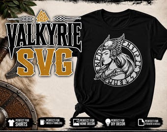 Nordic Valkyrie SVG, Norse Warrior Cut File, Viking Stencil, POD Design, Cricut Silhouette
