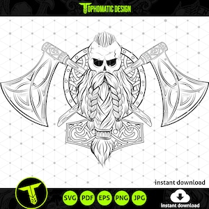 Norse Viking Skull SVG Design, Viking Shield and Skull SVG, Nordic Skull SVG