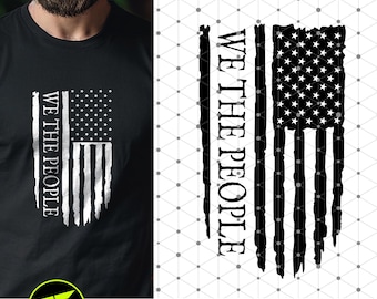 私たち国民の米国旗 SVG、トランプ SVG、トランプ旗 png、7 月 4 日 SVG、ディストレスト旗 SVG
