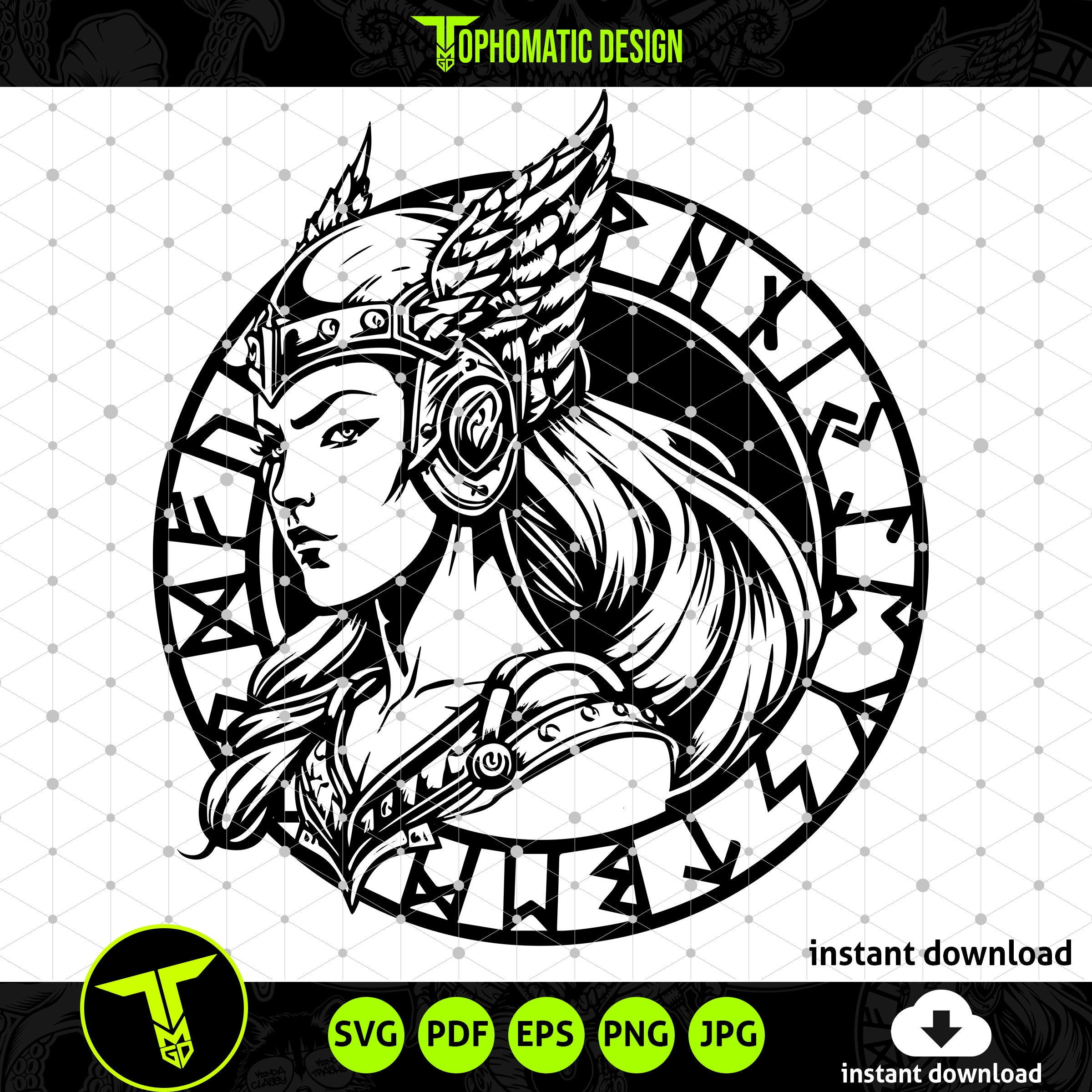 Valkyrie Pattern Nordic Valkyrie SVG Stencil Design - Instant Digital Download for Your ...