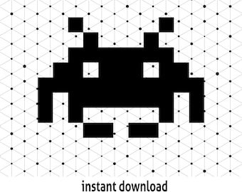 Retro Space Invaders SVG File: 8-bit Gaming Symbol (Digital Download)