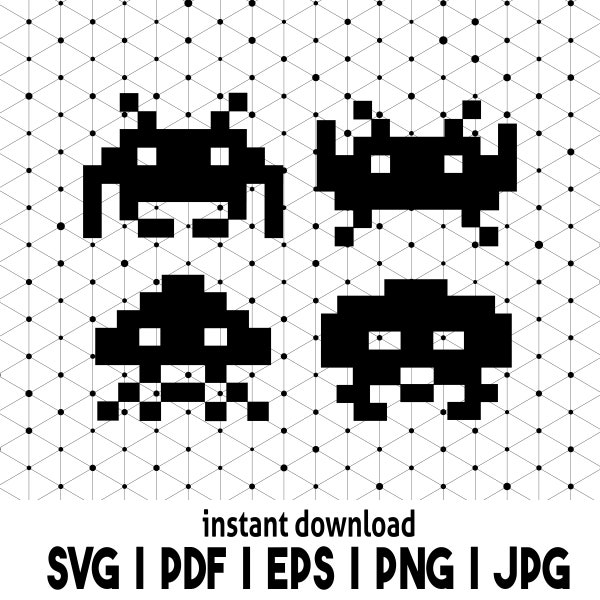Space Invaders SVG, Retro Gaming svg,  8-bit svg, Retro Atari SVG