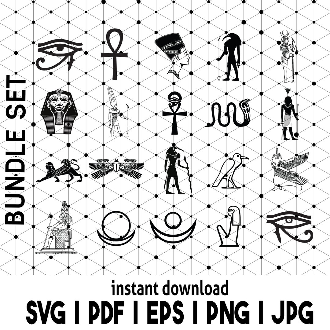 Egyptian SVG Bundle Set Egyptian Symbols Heiroglyphics SVG - Etsy UK