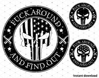 Fuck Around Find Out Punisher SVG Design - 3 interchangeable Skull Options - Instant Download
