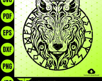 Design SVG norreno e scandinavo del lupo Fenrir / Scatena il vichingo che è in te - Download digitale istantaneo