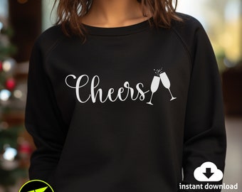 Cheers New Years SVG, 2026 New Years, Champagne Glasses SVG