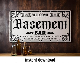 Basement Bar Sign SVG, Man Cave Decor (Digital Download)