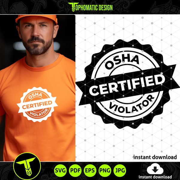 Diseño de sello SVG de infractor certificado de Osha, regalos divertidos de mordaza, ideas de regalos para compañeros de trabajo