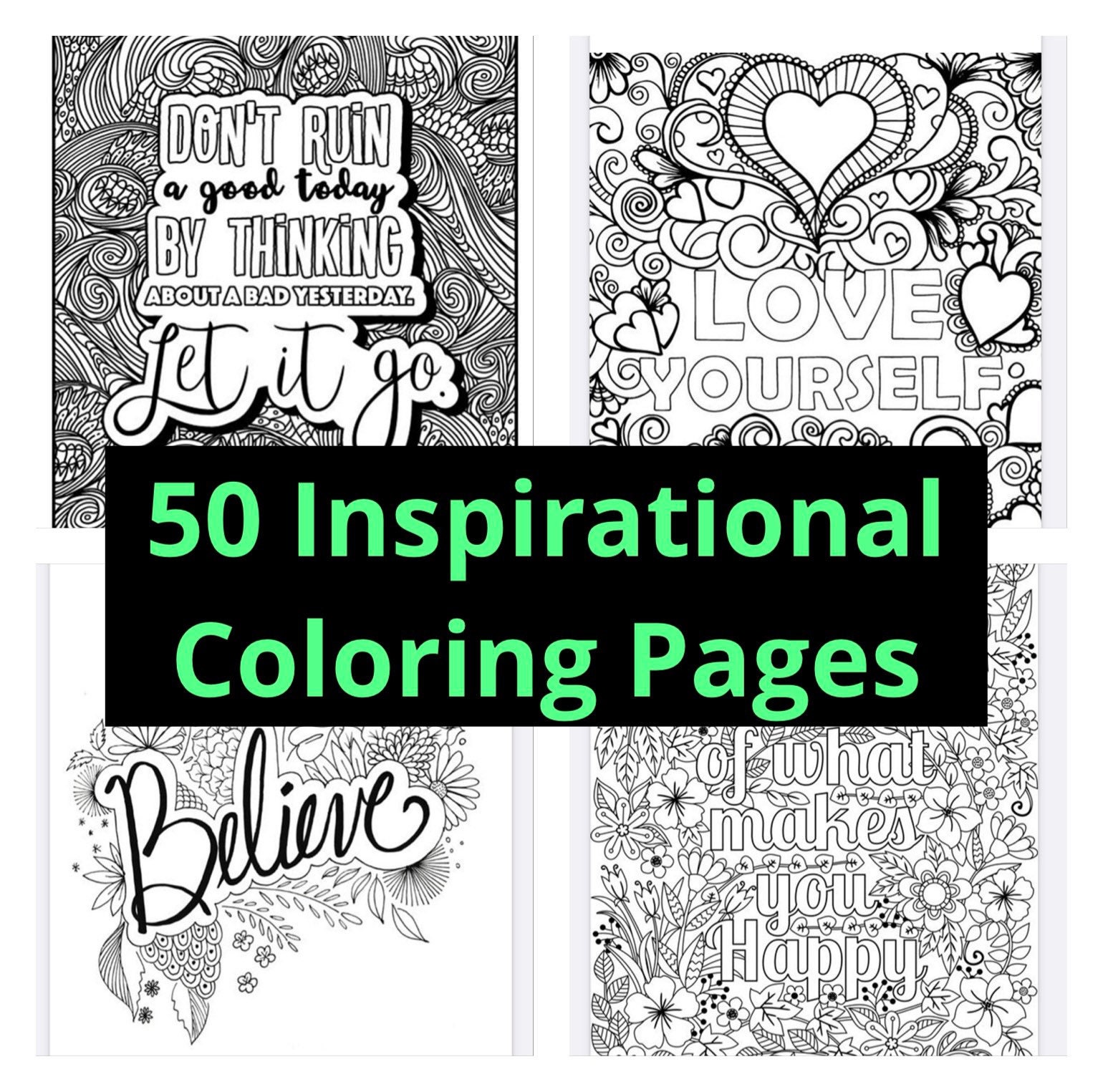50 Inspirational Coloring Pages for Adults - Etsy